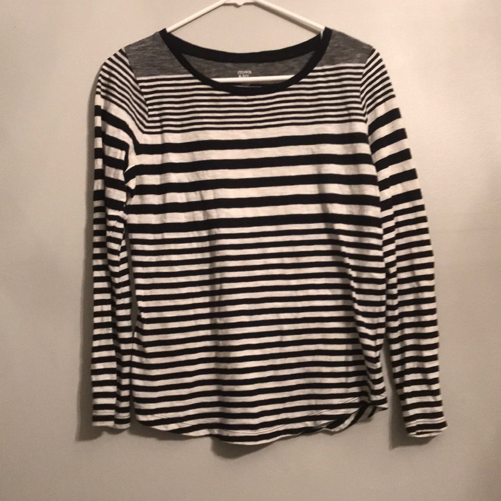 Black and white striped blouse